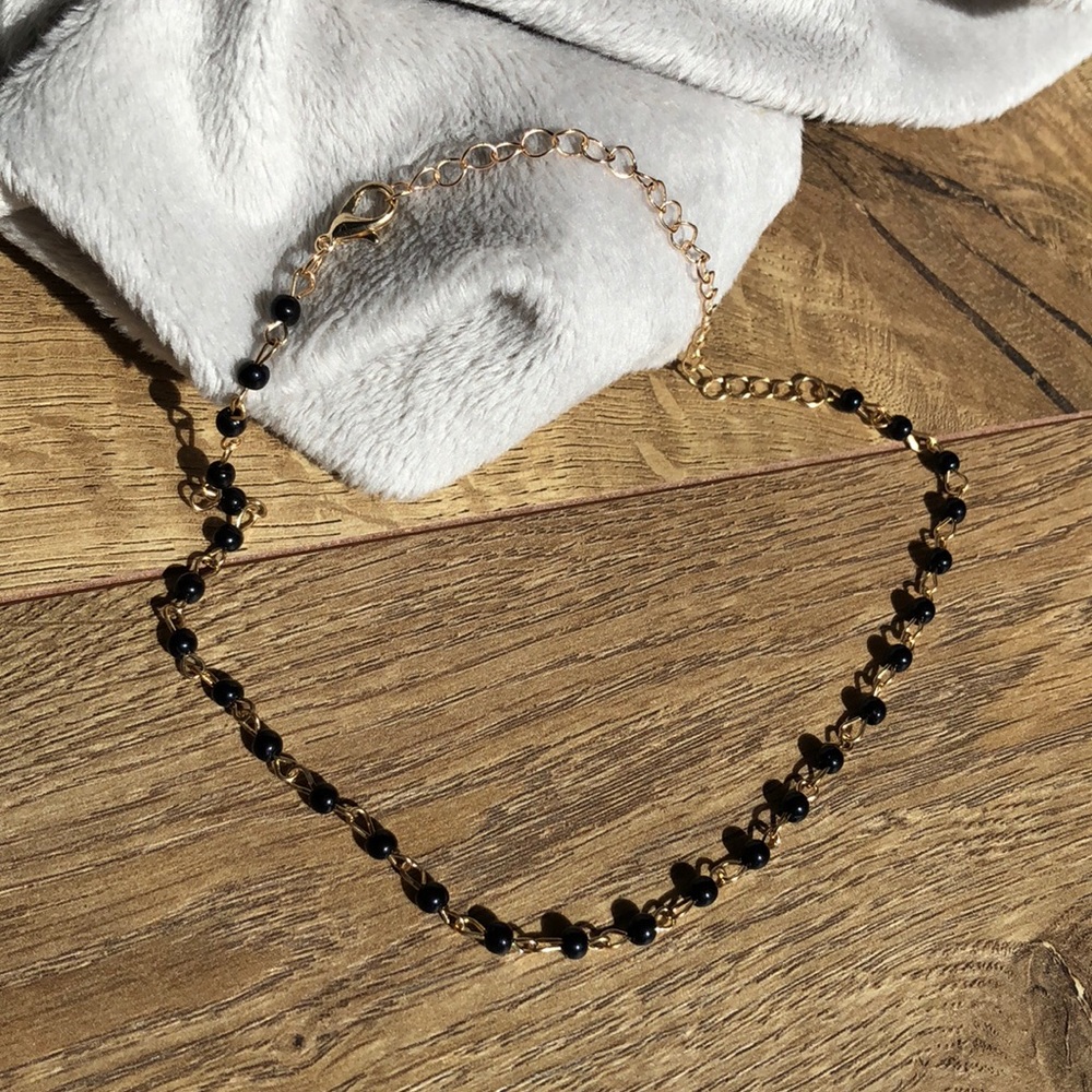 Black and gold beaded choker